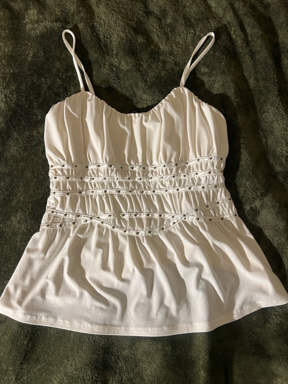 White Spaghetti Strap Zip-Front Women’s Top